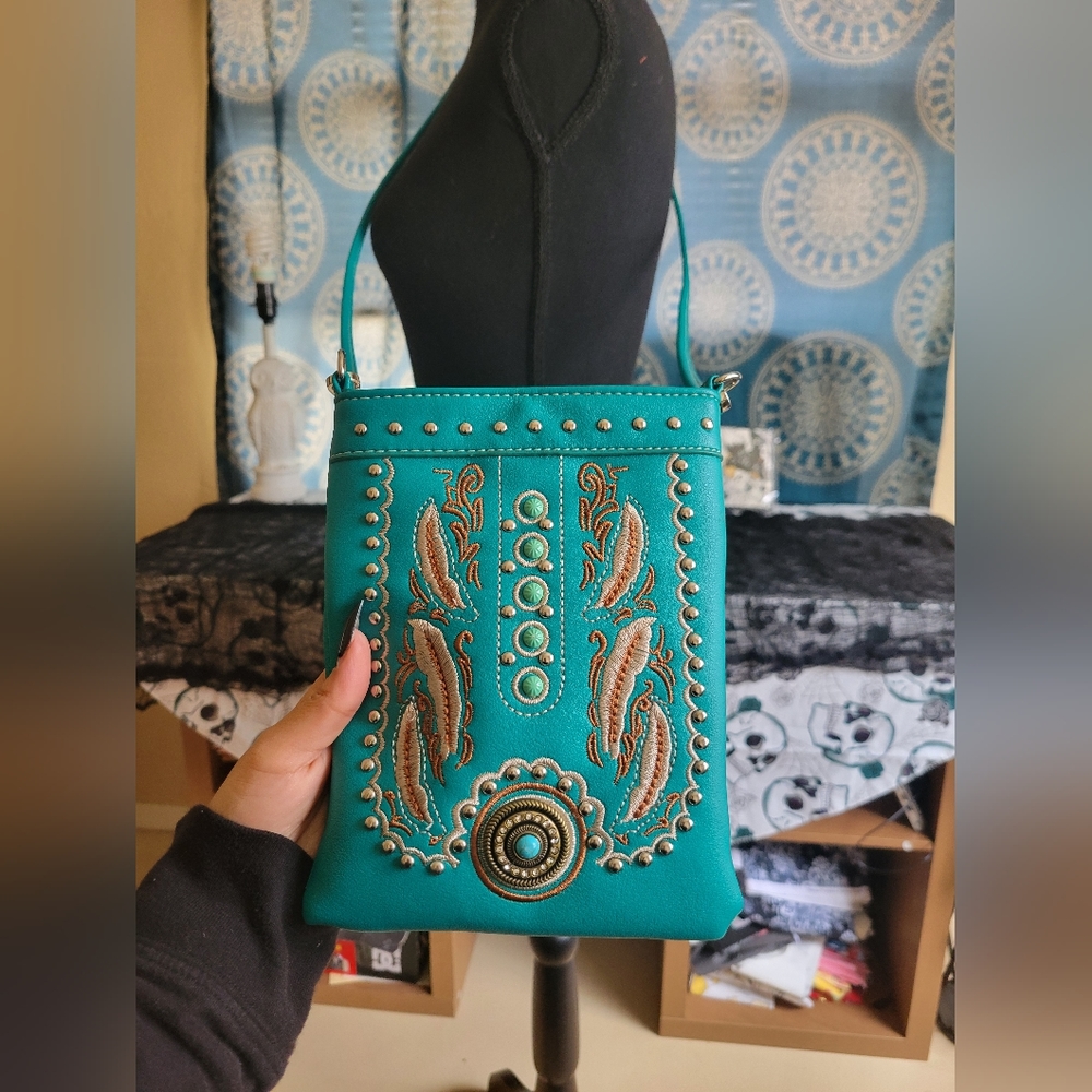 Teal SouthWest crossbody mini bag